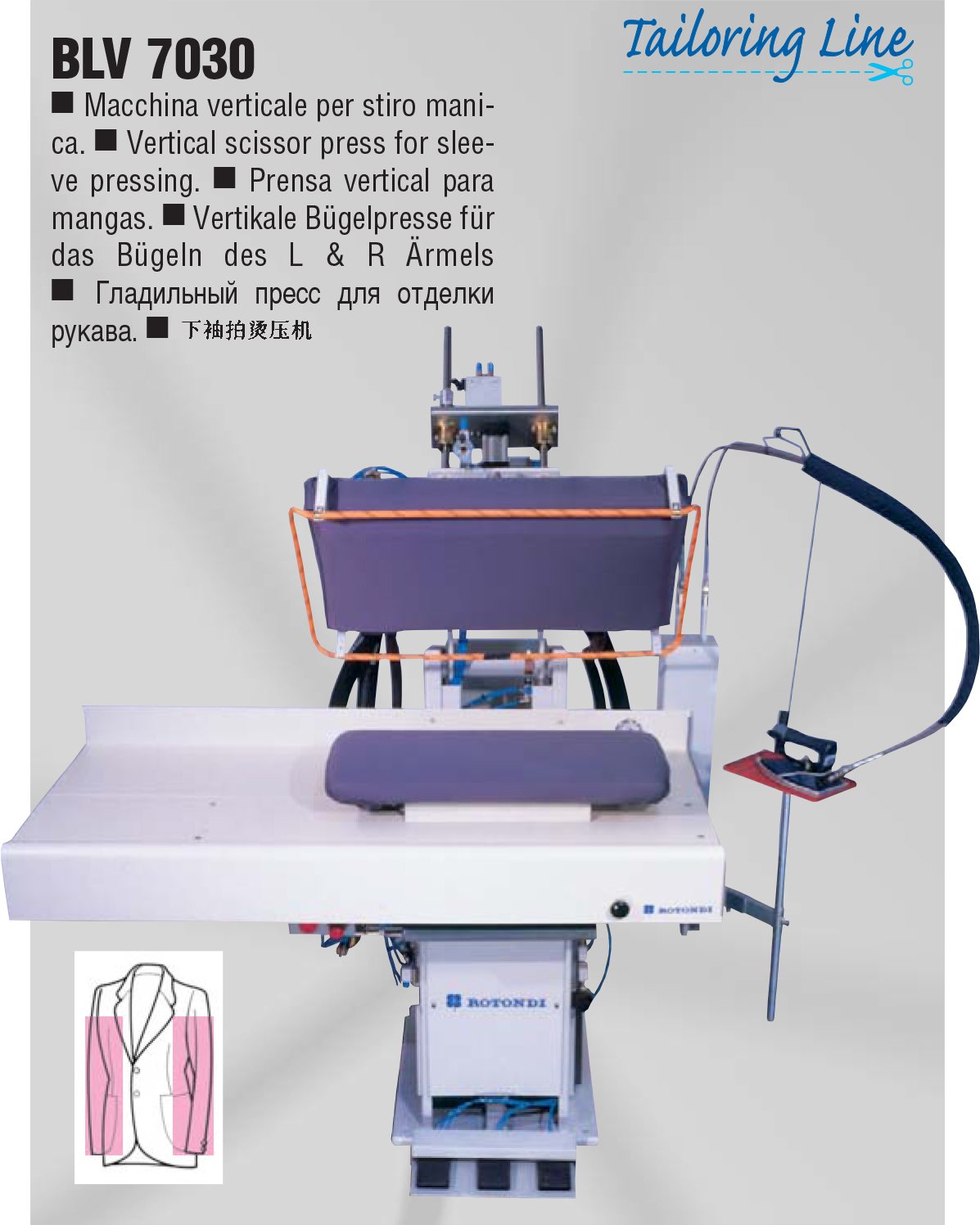Prensa de tesoura vertical para prensagem de mangas BLV 7030