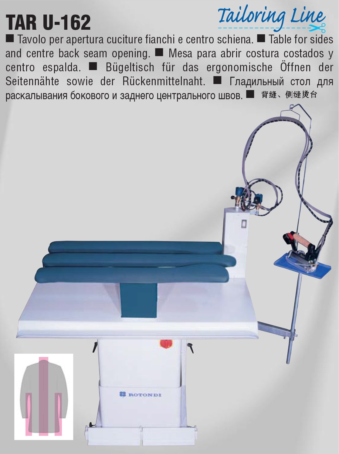 Mesa para abrir costura central e das costas TAR U-162